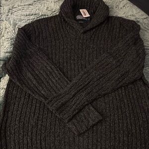 Ralph Lauren Black Turtleneck Sweater with Cable Knit Design